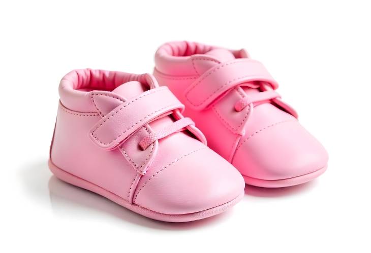 Soft Pink Baby Gym Shoes for Newborn Girls on White Background